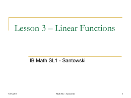 Lesson 3 – Linear Functions