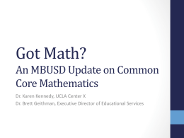 Got Math? An MBUSD Update on Common Core Mathematics