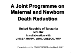 Maternal and Newborn Joint Programme