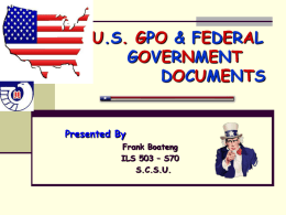 U.S. GPO & FEDERAL GOVERNMENT DOCUMENTS