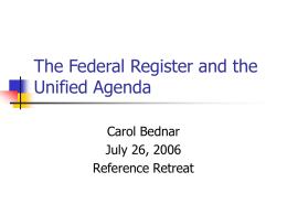 The Federal Register and the Unified Agenda
