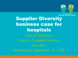 Supplier Diversity business case for hospitals