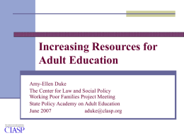 Issues in Adult Education - The Working Poor Families Project