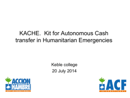 KACHE. Kit for Autonomous Cash transfer in Humanitarian
