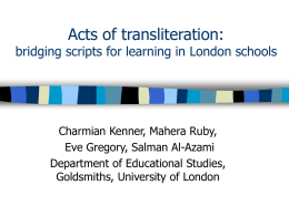 Acts of transliteration: bridging scripts for learning in
