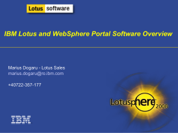 IBM Lotus Software Overview and Strategy