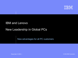 IBM and Lenovo New Leadership in Global PCs