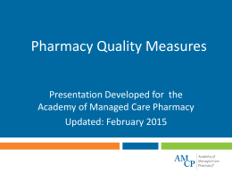 Pharmacy Quality Measures - Academy Of Managed Care …