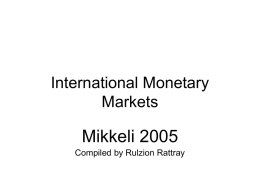 International Monetary Markets