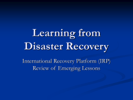 Learning from Disaster Recovery
