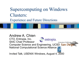 Supercomputing on Windows NT Clusters: Experience and
