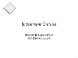 Investment Criteria