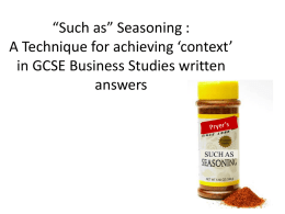 Such as” Seasoning : A Technique for achieving ‘context