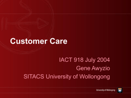 Customer Care - University of Wollongong