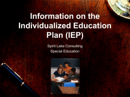 Information on an Individualized Education Plan (IEP)