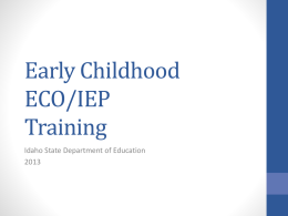 Early Childhood ECO/IEP Training
