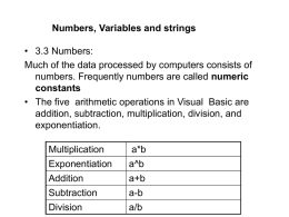 Numbers, Variables and strings