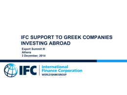 IfC support to GreeK Companies investing abroad