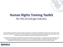 Human Rights Training Toolkit for the oil and gas industry