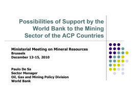 Possibilities of Support by the World Bank to the Mining