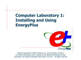 EnergyPlus Training Part 1