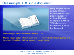 Using multiple TOCs in a document
