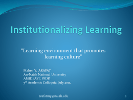 Institutionalizing Learning