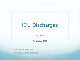ICU Out of Hours Discharges - The Scottish Intensive Care