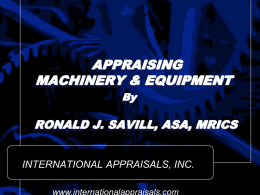 Appraising Machinery & Equipment Presentation