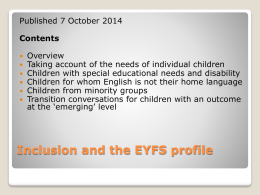 Inclusion and the EYFS profile