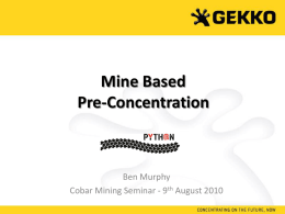 Mine Based Pre-Concentration