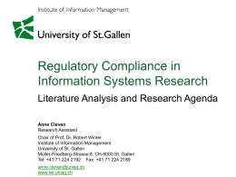 Regulatory Compliance in Information Systems Research