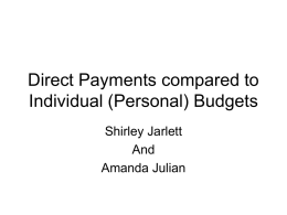 Direct Payments compared to Individual (Personal) Budgets