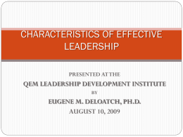 CHARACTERISTICS OF EFFECTIVE LEADERSHIP