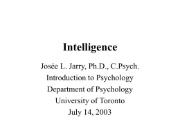 Intelligence - University of Toronto