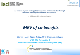 MRV of Co-benefits