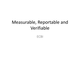 Measurable, Reportable and Verifiable