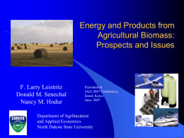 Energy and Products from Agricultural Biomass: Prospects