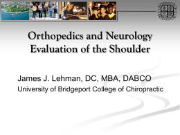 Orthopedics and Neurology Evaluation of the Shoulder