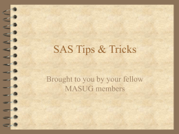 SAS Tips & Tricks
