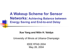 A Wakeup Scheme for Sensor Networks: Achieving Balance