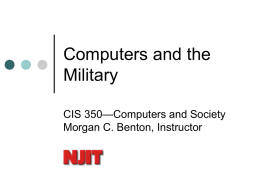 Lecture 14--Computers and the Military