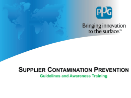 Supplier Contamination Prevention - Home
