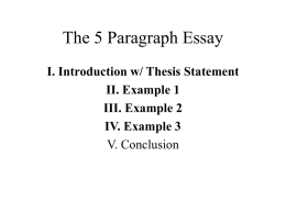 The 5 Paragraph Essay