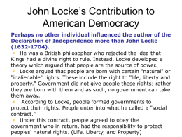 John Locke’s Contribution to American Democracy