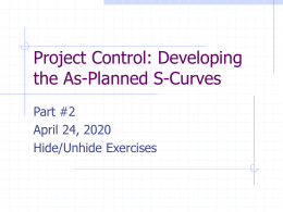Project Control – S - Curves