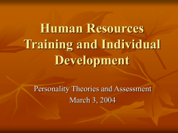 Personality Theories and Assessment - Studies