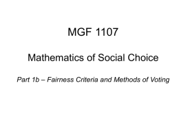MGF 1107 Mathematics of Social Choice