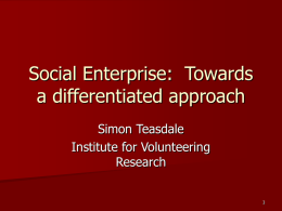 Social Enterprise: Towards a differentiated approach