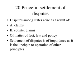 20 Peaceful settlement of disputes